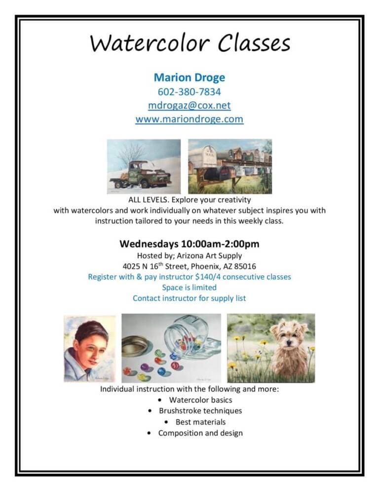 PHX: “Watercolor Class” w/ Marion Droge!
