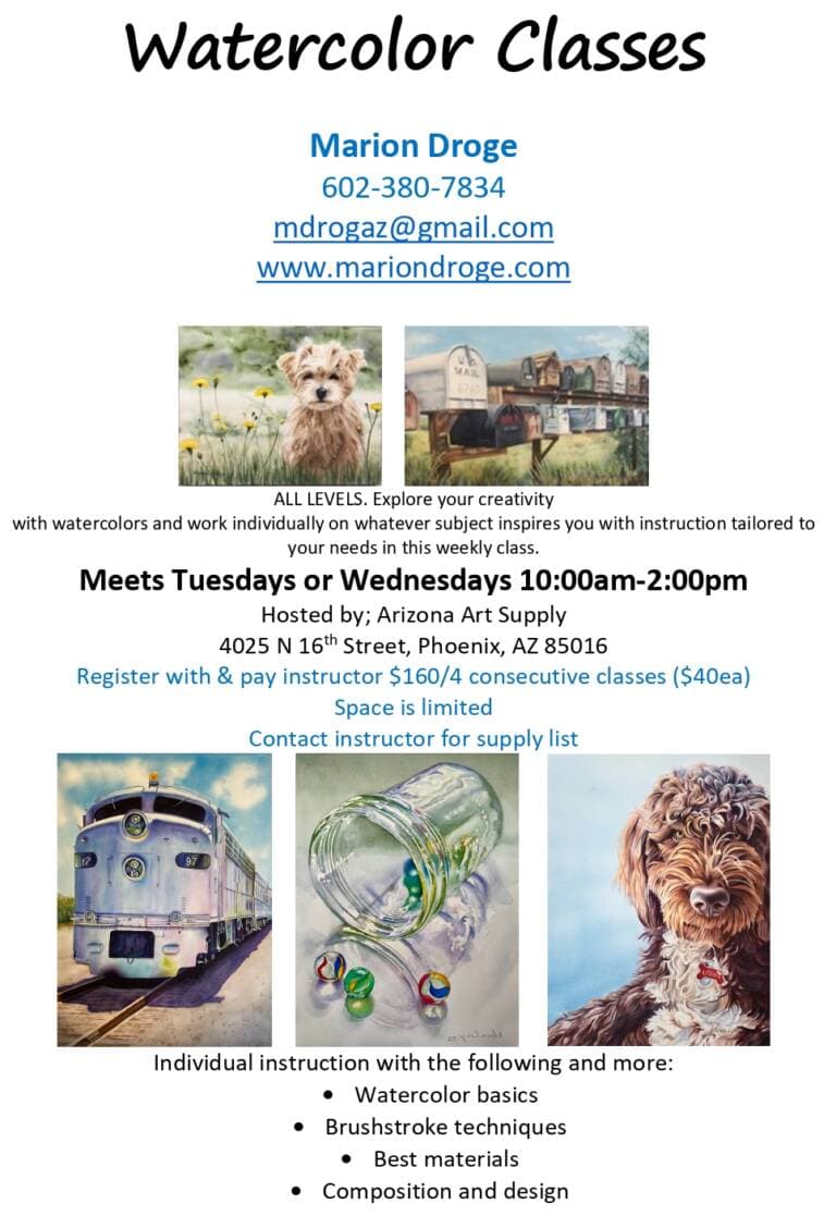 PHX: “Watercolor Class” w/ Marion Droge!